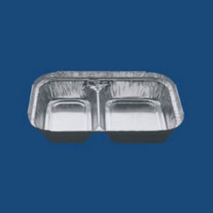 Two division container with an IVC edge, ideal for take-aways and TV meals